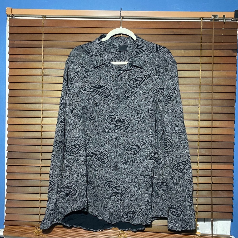 MENS XXL VISCOSE PAISLEY PRINT DRESS SHIRT